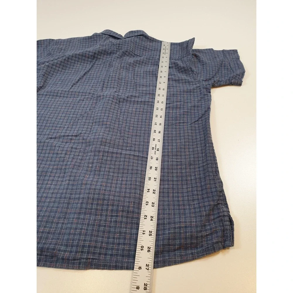 Patagonia Back Step Shirt Men's M Blue Plaid Short Sleeve Button Hemp Cotton - Picture 9 of 11